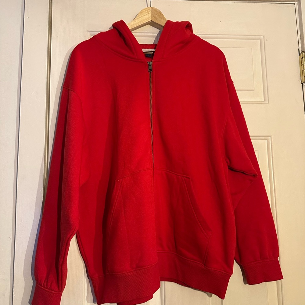 Universal Thread Women’s Oversized Bright Red Zip-Up Sweater